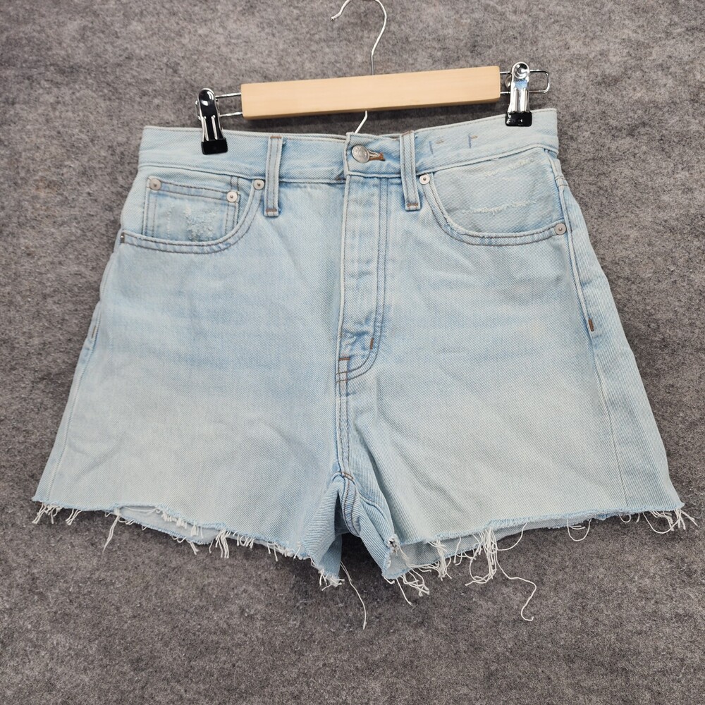 Madewell Shorts Womens 25 The Mom Jean Short Cutoff Blue Denim Button Fly